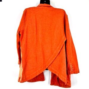 Anthropologie Burnt Orange Linen Jacket Women Size 14